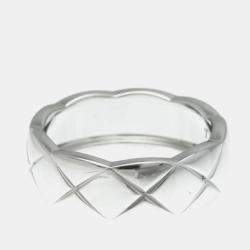 Chanel Coco Crush Ring Medium Size White Gold 18K Fashion No Stone Band Ring Silver
