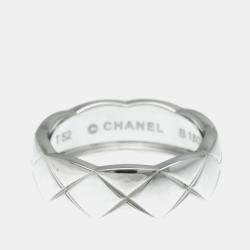 Chanel Coco Crush Ring Medium Size White Gold 18K Fashion No Stone Band Ring Silver
