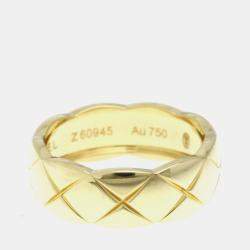 Chanel Coco Crush Ring Medium Size Yellow Gold 18K Fashion No Stone Band Ring Gold