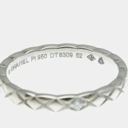 Pre Owned Chanel Coco Crush Ring Mini Diamond and Platinum Band Ring EU 52