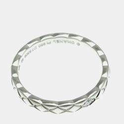 Pre Owned Chanel Coco Crush Ring Mini Diamond and Platinum Band Ring EU 52