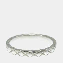 Pre Owned Chanel Coco Crush Ring Mini Diamond and Platinum Band Ring EU 52