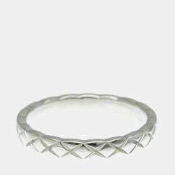 Pre Owned Chanel Coco Crush Ring Mini Diamond and Platinum Band Ring EU 52
