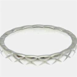 Pre Owned Chanel Coco Crush Ring Mini Diamond and Platinum Band Ring EU 52