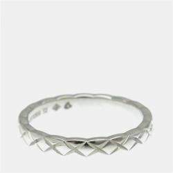 Pre Owned Chanel Coco Crush Ring Mini Diamond and Platinum Band Ring EU 52