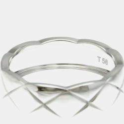 Pre Owned Chanel Coco Crush Ring Medium Model White Gold 18K Band Ring EU 58