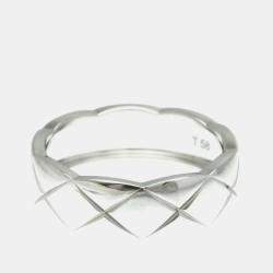 Pre Owned Chanel Coco Crush Ring Medium Model White Gold 18K Band Ring EU 58