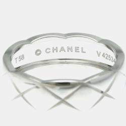 Pre Owned Chanel Coco Crush Ring Medium Model White Gold 18K Band Ring EU 58