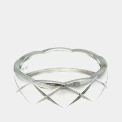 Pre Owned Chanel Coco Crush Ring Medium Model White Gold 18K Band Ring EU 58