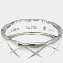 Pre Owned Chanel Coco Crush Ring Medium Model White Gold 18K Band Ring EU 58