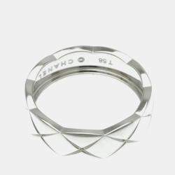 Pre Owned Chanel Coco Crush Ring Medium Model White Gold 18K Band Ring EU 58