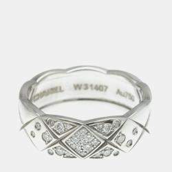 Pre Owned Chanel Coco Crush Medium 18K White Gold Diamond Ring EU 53