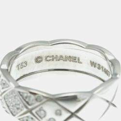 Pre Owned Chanel Coco Crush Medium 18K White Gold Diamond Ring EU 53
