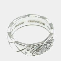 Pre Owned Chanel Coco Crush Medium 18K White Gold Diamond Ring EU 53