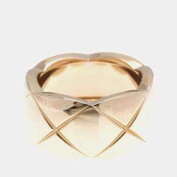 Pre Owned Chanel Coco Crush Large 18K Pink Gold Band Ring EU 54