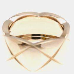 Pre Owned Chanel Coco Crush Large 18K Pink Gold Band Ring EU 54
