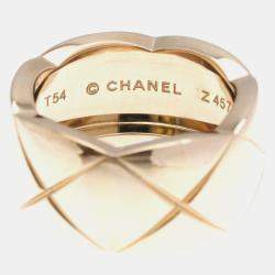Pre Owned Chanel Coco Crush Large 18K Pink Gold Band Ring EU 54
