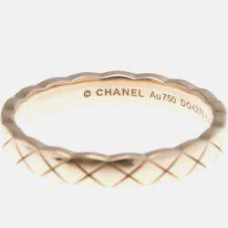 Pre Owned Chanel Coco Crush Ring Mini Pink Gold 18K Fashion Band Ring Pink Gold