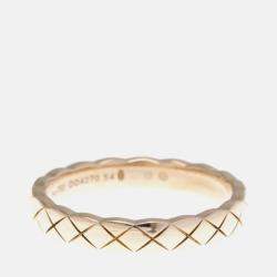 Pre Owned Chanel Coco Crush Ring Mini Pink Gold 18K Fashion Band Ring Pink Gold