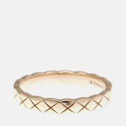 Pre Owned Chanel Coco Crush Ring Mini Pink Gold 18K Fashion Band Ring Pink Gold