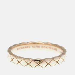 Pre Owned Chanel Coco Crush Ring Mini Pink Gold 18K Fashion Band Ring Pink Gold