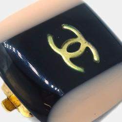 Pre Owned Chanel Square Earrings Clip-On Black