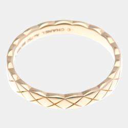 Pre Owned Chanel Coco Crush  Fashion No Stone Mini Model 18K Pink Gold Band Ring