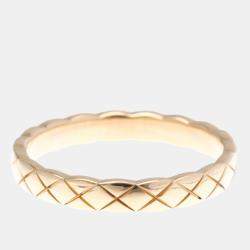 Pre Owned Chanel Coco Crush  Fashion No Stone Mini Model 18K Pink Gold Band Ring
