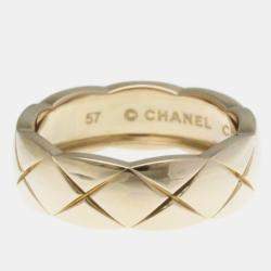 Pre Owned Chanel Coco Crush Medium Size Pink Gold 18K Fashion No Stone Band Ring Pink Gold