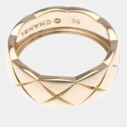 Pre Owned Chanel Coco Crush Medium Size Pink Gold 18K Fashion No Stone Band Ring Pink Gold
