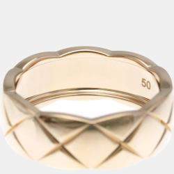 Pre Owned Chanel Coco Crush Medium Size Pink Gold 18K Fashion No Stone Band Ring Pink Gold