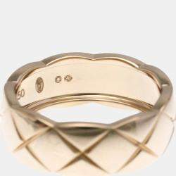 Pre Owned Chanel Coco Crush Medium Size Pink Gold 18K Fashion No Stone Band Ring Pink Gold