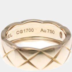 Pre Owned Chanel Coco Crush Medium Size Pink Gold 18K Fashion No Stone Band Ring Pink Gold