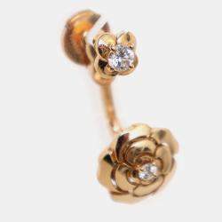 Pre Owned قرط شانيل كاميا واحد من الذهب الوردي عيار 18 قيراط مرصع بالماس