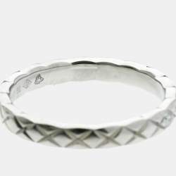 Pre Owned Chanel Coco Crush Ring Mini Model 5PD Platinum Fashion Diamond Band Ring Silver