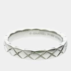 Pre Owned Chanel Coco Crush Ring Mini Model Platinum Fashion No Stone Band Ring Silver
