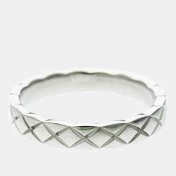 Pre Owned Chanel Coco Crush Ring Mini Model Platinum Fashion No Stone Band Ring Silver