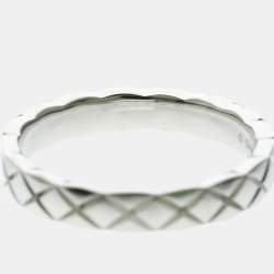 Pre Owned Chanel Coco Crush Ring Mini Model Platinum Fashion No Stone Band Ring Silver
