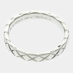 Pre Owned Chanel Coco Crush Ring Mini Model Platinum Fashion No Stone Band Ring Silver