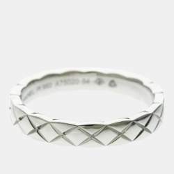 Pre Owned Chanel Coco Crush Ring Mini Model Platinum Fashion No Stone Band Ring Silver