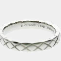 Pre Owned Chanel Coco Crush Ring Mini Model Platinum Fashion No Stone Band Ring Silver