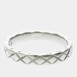 Pre Owned Chanel Coco Crush Ring Mini Model Platinum Fashion No Stone Band Ring Silver