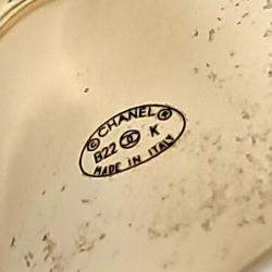 Pre Owned Chanel Black, Gold CC Heart Ring EU 54