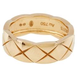 Chanel Coco Crush Quilted motif 18K Yellow Gold Small Version Band Ring 54  Chanel