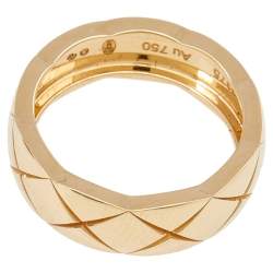 Chanel Coco Crush Quilted motif 18K Yellow Gold Small Version Band Ring 54