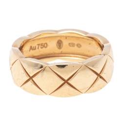 Chanel Coco Crush Quilted Motif Small Version 18K Yellow Gold Band Ring  Size 49 Chanel