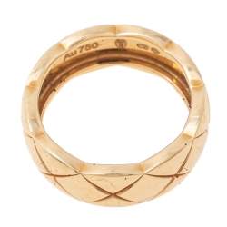 Chanel Coco Crush Quilted Motif Small Version 18K Yellow Gold Band Ring Size 49