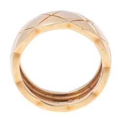 Chanel Coco Crush Quilted Motif Small Version 18K Yellow Gold Band Ring Size 49