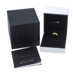 Chanel Coco Crush Quilted Motif Small Version 18K Yellow Gold Band Ring Size 49