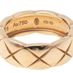 Chanel Coco Crush Quilted Motif Small Version 18K Yellow Gold Band Ring Size 49
